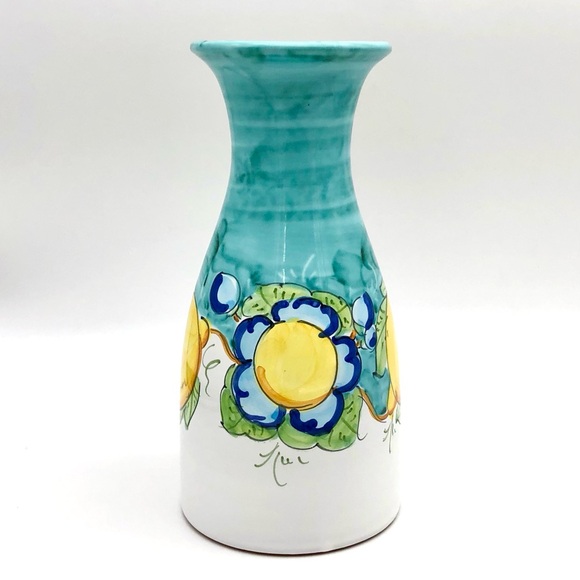 New Italian Pottery Carafe Vase Teal Limoncello Vino Jug Rinaldi Sorrento Italy - Picture 5 of 10